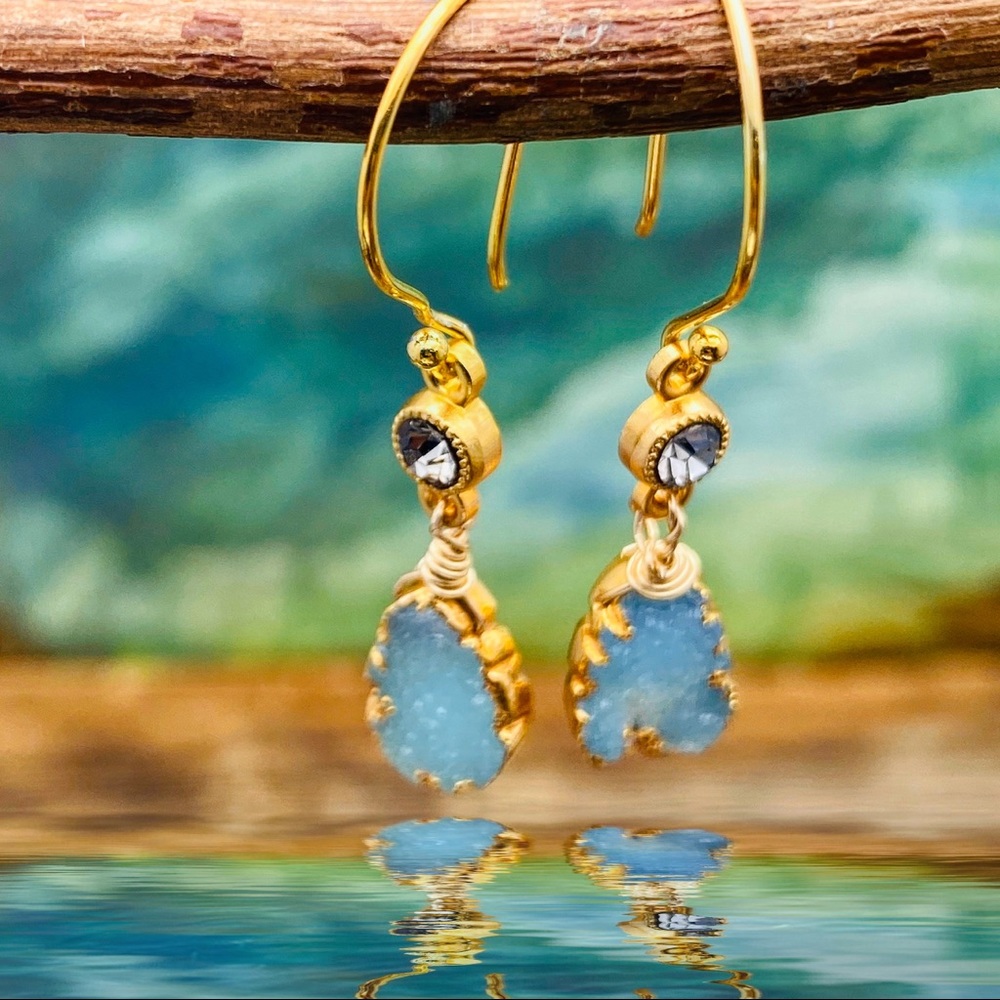 Handmade Druzy earrings with crystals